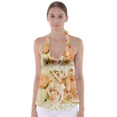 Roses Plate Romantic Blossom Bloom Babydoll Tankini Top by Sudhe