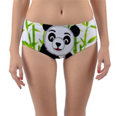 Giant Panda Bear Reversible Mid-waist Bikini Bottoms by Sudhe