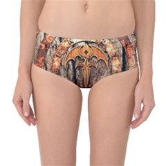 Queensryche Heavy Metal Hard Rock Bands Logo On Wood Mid-waist Bikini Bottoms by Sudhe