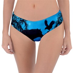 Awesome Black Wolf With Crow And Spider Reversible Classic Bikini Bottoms by FantasyWorld7