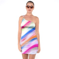 Vivid Colorful Wavy Abstract Print One Soulder Bodycon Dress by dflcprintsclothing