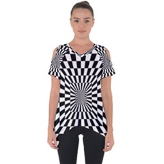 Optical Illusion Chessboard Tunnel Cut Out Side Drop Tee by Pakrebo
