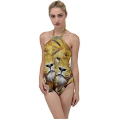 Lion Lioness Wildlife Hunter Go With The Flow One Piece Swimsuit by Pakrebo