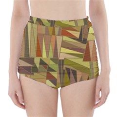 Earth Tones Geometric Shapes Unique High-waisted Bikini Bottoms by Mariart