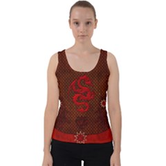 Awesome Chinese Dragon, Red Colors Velvet Tank Top by FantasyWorld7