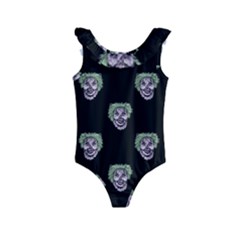 Creepy Zombies Motif Pattern Illustration Kids  Frill Swimsuit by dflcprintsclothing