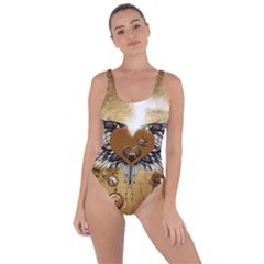 Wonderful Steampunk Heart With Wings, Clocks And Gears Bring Sexy Back Swimsuit