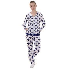 Pattern Ink Blue Navy Crosses Grunge Flesh And Navy Pattern Ink Crosses Grunge Flesh Beige Background Women s Tracksuit by genx