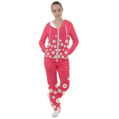Flowers White Daisies Pattern Red Background Flowers White Daisies Pattern Red Bottom Women s Tracksuit by genx