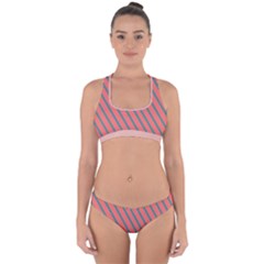 Living Coral Diagonal Stripes Cross Back Hipster Bikini Set by LoolyElzayat