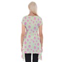 Roses flowers pink and pastel lime green pattern with retro dots Short Sleeve Side Drop Tunic View2