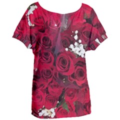 Roses Baby S Breath Bouquet Floral Women s Oversized Tee