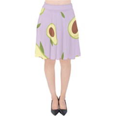 Avocado Green With Pastel Violet Background2 Avocado Pastel Light Violet Velvet High Waist Skirt by genx