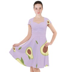 Avocado Green With Pastel Violet Background2 Avocado Pastel Light Violet Cap Sleeve Midi Dress by genx