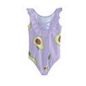Avocado Green With Pastel Violet Background2 Avocado Pastel Light Violet Kids  Frill Swimsuit View2