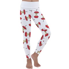 Red Apple Core Funny Retro Pattern Half On White Background Kids  Lightweight Velour Classic Yoga Leggings by genx