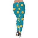 Toast With Cheese Funny Retro Pattern Turquoise Green Background Velvet Leggings View2