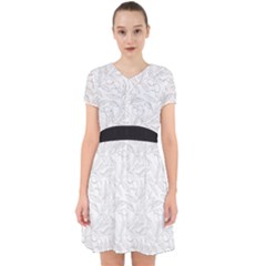 Organic Olive Leaves Pattern Hand Drawn Black And White Adorable In Chiffon Dress by genx