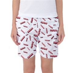 Funny Bacon Slices Pattern Infidel Red Meat Women s Basketball Shorts by genx