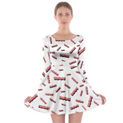 Funny Bacon Slices Pattern Infidel Red Meat Long Sleeve Skater Dress by genx