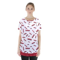 Funny Bacon Slices Pattern Infidel Red Meat Skirt Hem Sports Top by genx