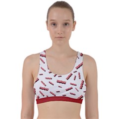 Funny Bacon Slices Pattern Infidel Red Meat Back Weave Sports Bra by genx