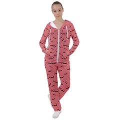Funny Bacon Slices Pattern Infidel Vintage Red Meat Background  Women s Tracksuit by genx