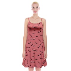 Funny Bacon Slices Pattern Infidel Vintage Red Meat Background  Spaghetti Strap Velvet Dress by genx