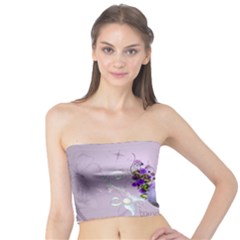 Happy Easter, Easter Egg With Flowers In Soft Violet Colors Tube Top by FantasyWorld7