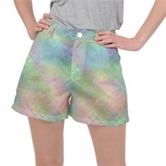 Pastel Mermaid Sparkles Stretch Ripstop Shorts by retrotoomoderndesigns