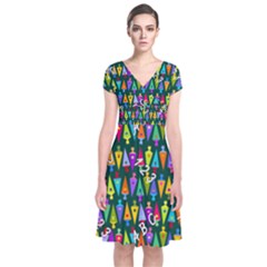 Pattern Back To School Schultuete Short Sleeve Front Wrap Dress by Alisyart