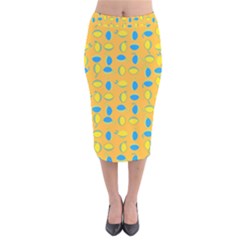 Lemons Ongoing Pattern Texture Velvet Midi Pencil Skirt by Mariart