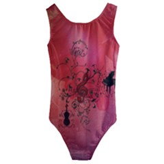 Decorative Clef With Piano And Guitar Kids  Cut-out Back One Piece Swimsuit by FantasyWorld7