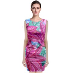 Leaves Tropical Reason Stamping Classic Sleeveless Midi Dress by Pakrebo