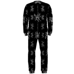 Black And White Ethnic Design Print Onepiece Jumpsuit (men)  by dflcprintsclothing