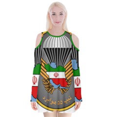 Insignia Of Iranian Army 55th Airborne Brigade Velvet Long Sleeve Shoulder Cutout Dress by abbeyz71