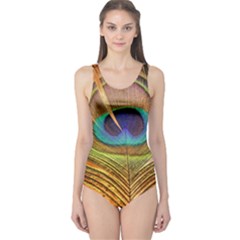 Peacock Feather Bird Colorful One Piece Swimsuit by Pakrebo
