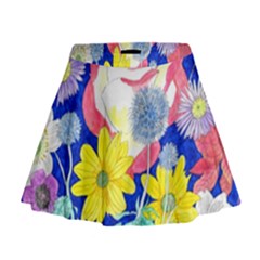 London Flora  Mini Flare Skirt by okhismakingart