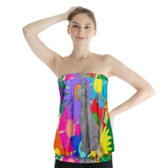 Floral Cat Strapless Top by okhismakingart