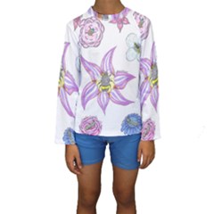Flower And Insects Kids  Long Sleeve Swimwear by okhismakingart