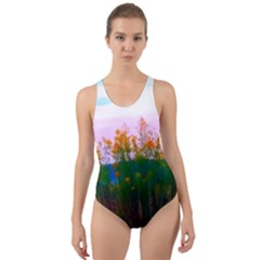 Field Of Goldenrod Cut-out Back One Piece Swimsuit by okhismakingart