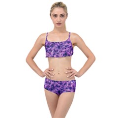Queen Annes Lace In Purple And White Layered Top Bikini Set by okhismakingart