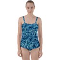 Queen Annes Lace in Neon Blue Twist Front Tankini Set View1