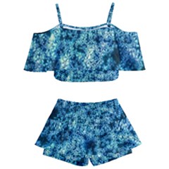 Queen Annes Lace In Neon Blue Kids  Off Shoulder Skirt Bikini by okhismakingart