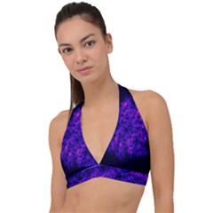 Queen Annes Lace In Blue And Purple Halter Plunge Bikini Top by okhismakingart