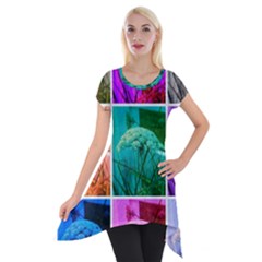 Color Block Queen Annes Lace Collage Short Sleeve Side Drop Tunic by okhismakingart