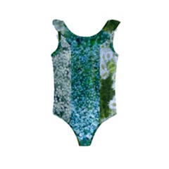 Queen Annes Lace Vertical Slice Collage Kids  Frill Swimsuit by okhismakingart