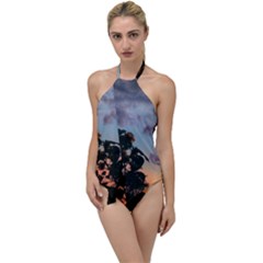 Sunflower Sunset Go With The Flow One Piece Swimsuit by okhismakingart