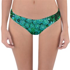 Turquoise Queen Anne s Lace Reversible Hipster Bikini Bottoms