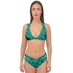 Turquoise Queen Anne s Lace Double Strap Halter Bikini Set by okhismakingart